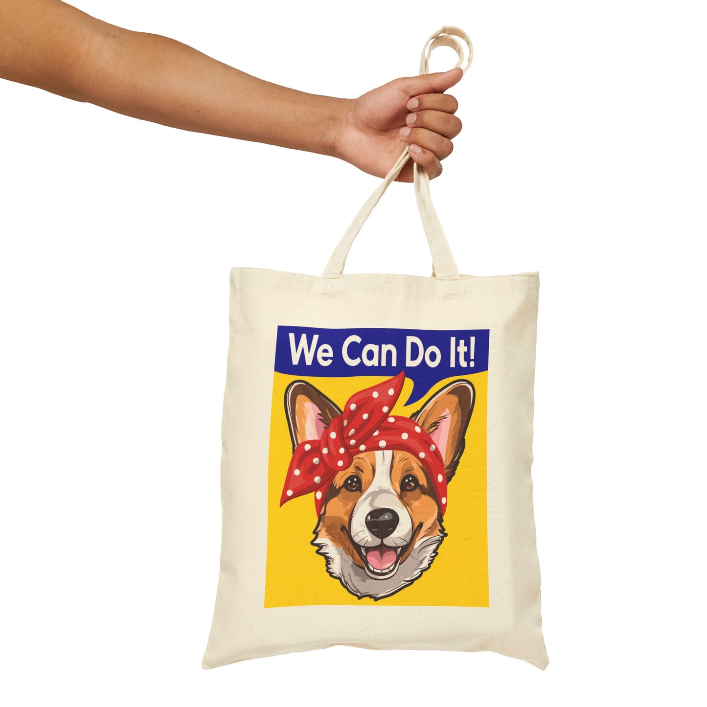 Corgi Tote Bag Canvas Rosie the Riveter
