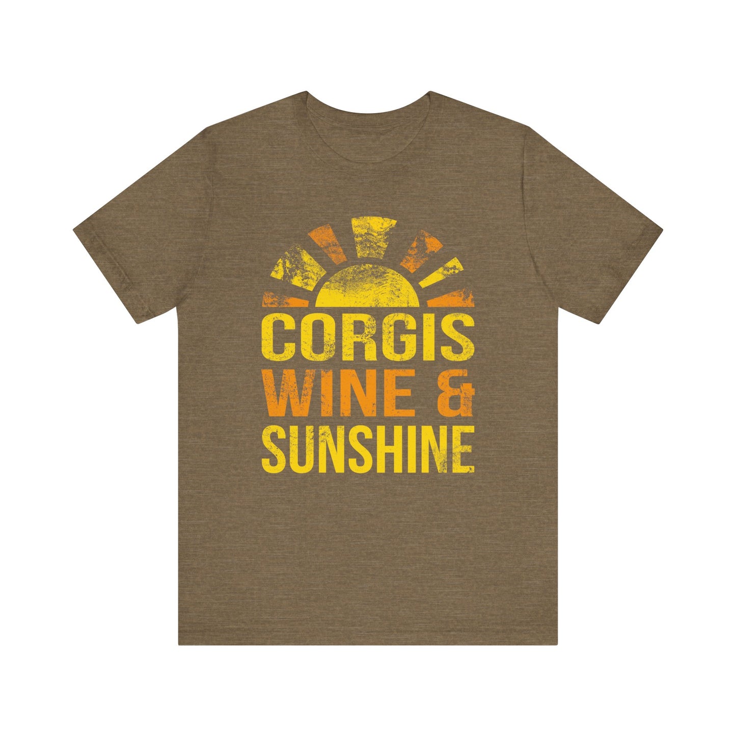 Corgi T-shirt Wine & Sunshine (Distressed)