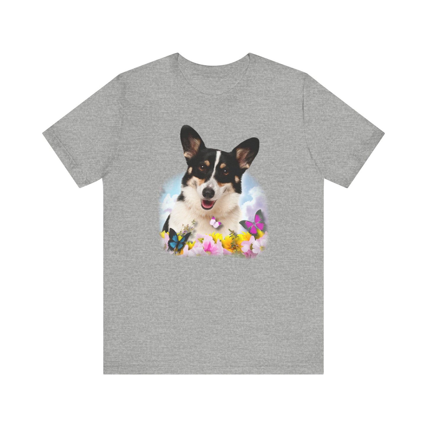 Corgi T-shirt Flowers & Butterflies