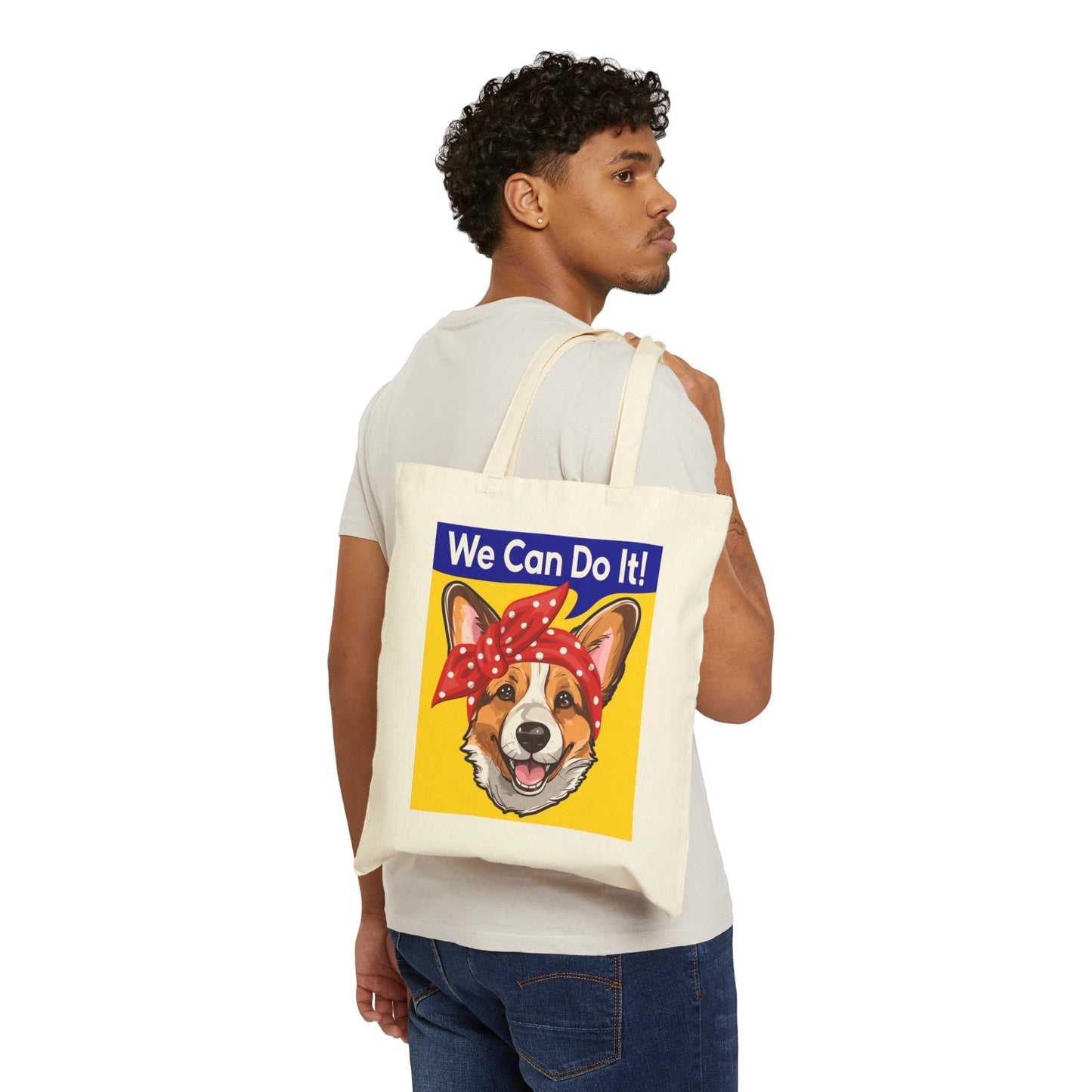 Corgi Tote Bag Canvas Rosie the Riveter