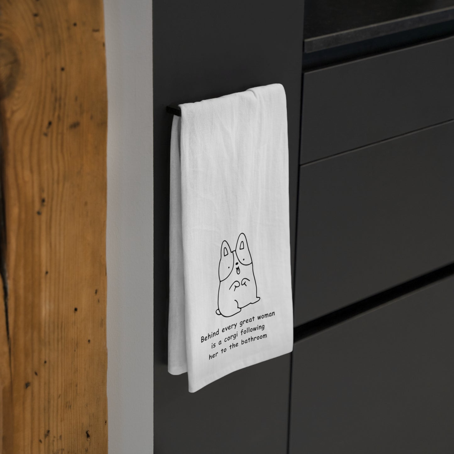 Corgi Hand Towel Behind a Great Woman