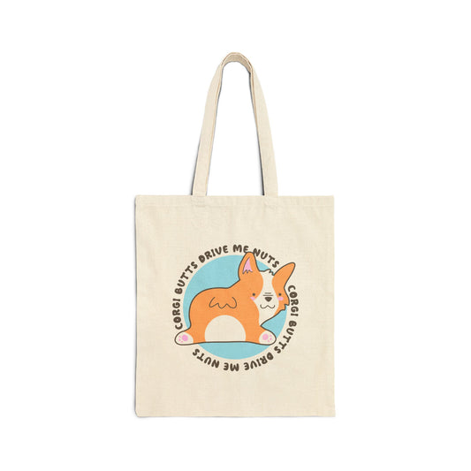 Corgi Canvas Tote Bag Butts Drive Me Nuts
