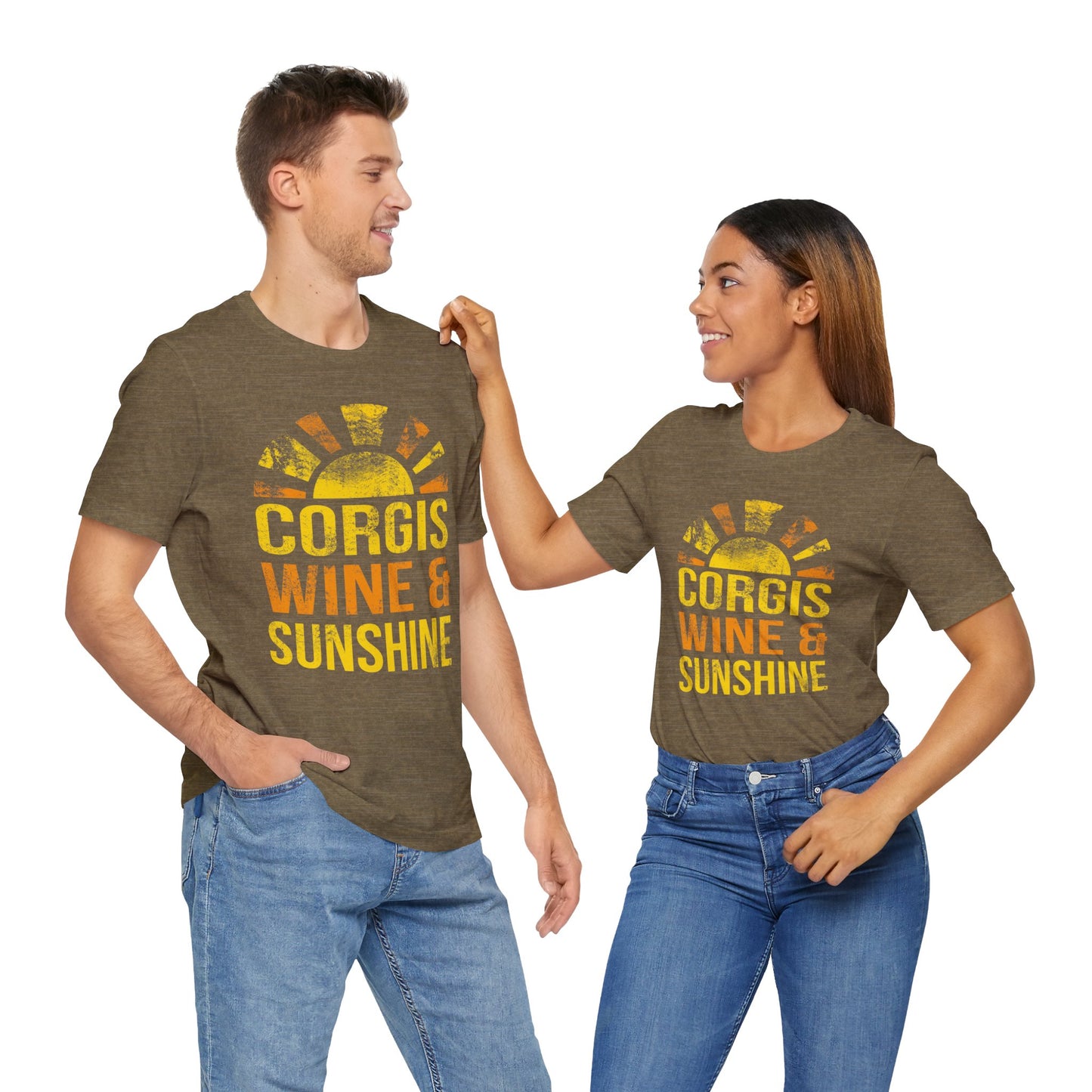 Corgi T-shirt Wine & Sunshine (Distressed)
