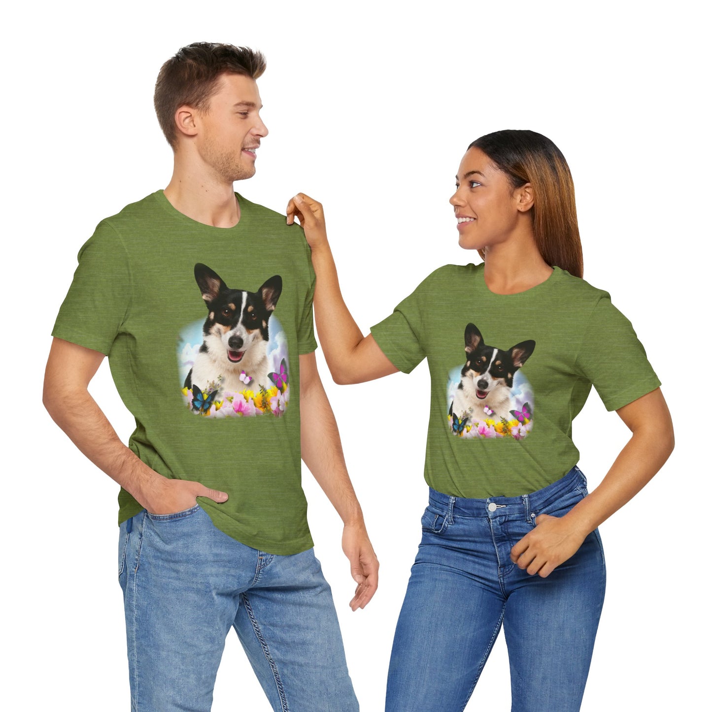 Corgi T-shirt Flowers & Butterflies