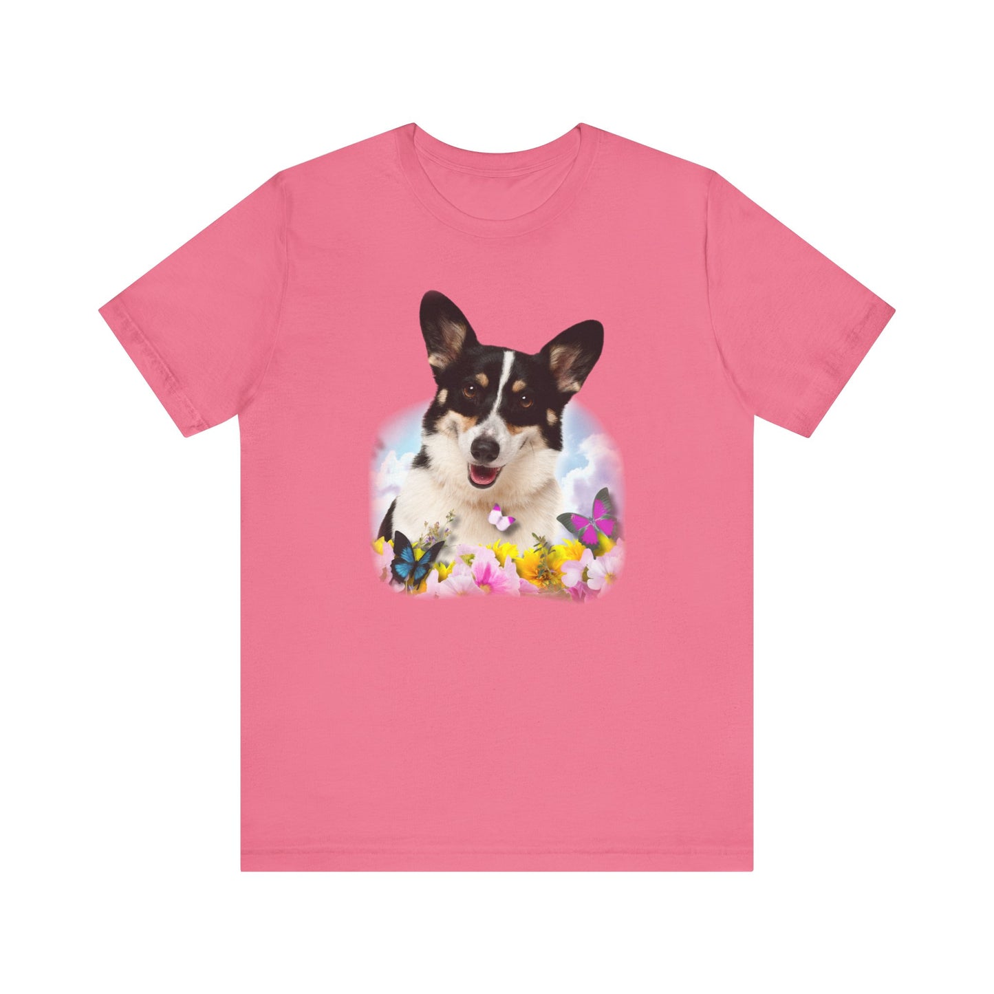 Corgi T-shirt Flowers & Butterflies