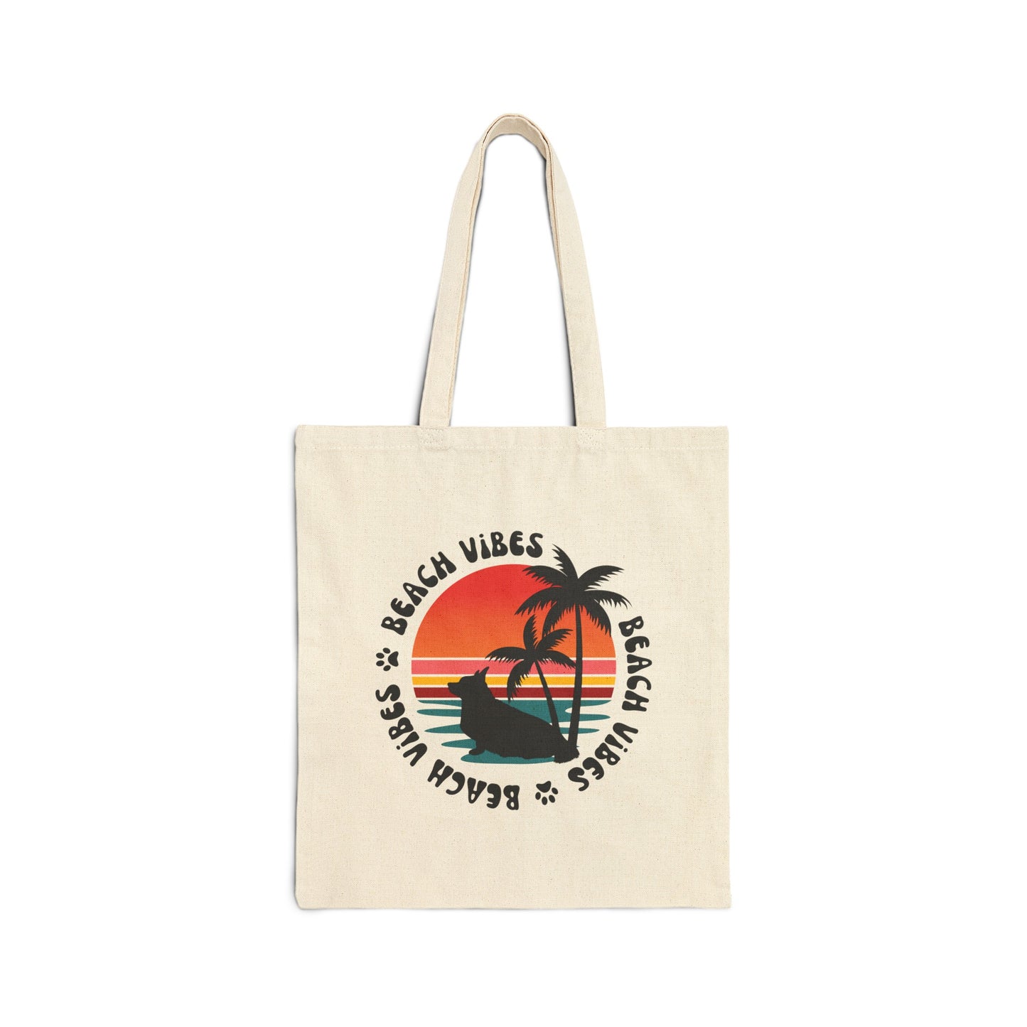 Corgi Canvas Tote Bag Beach Vibes