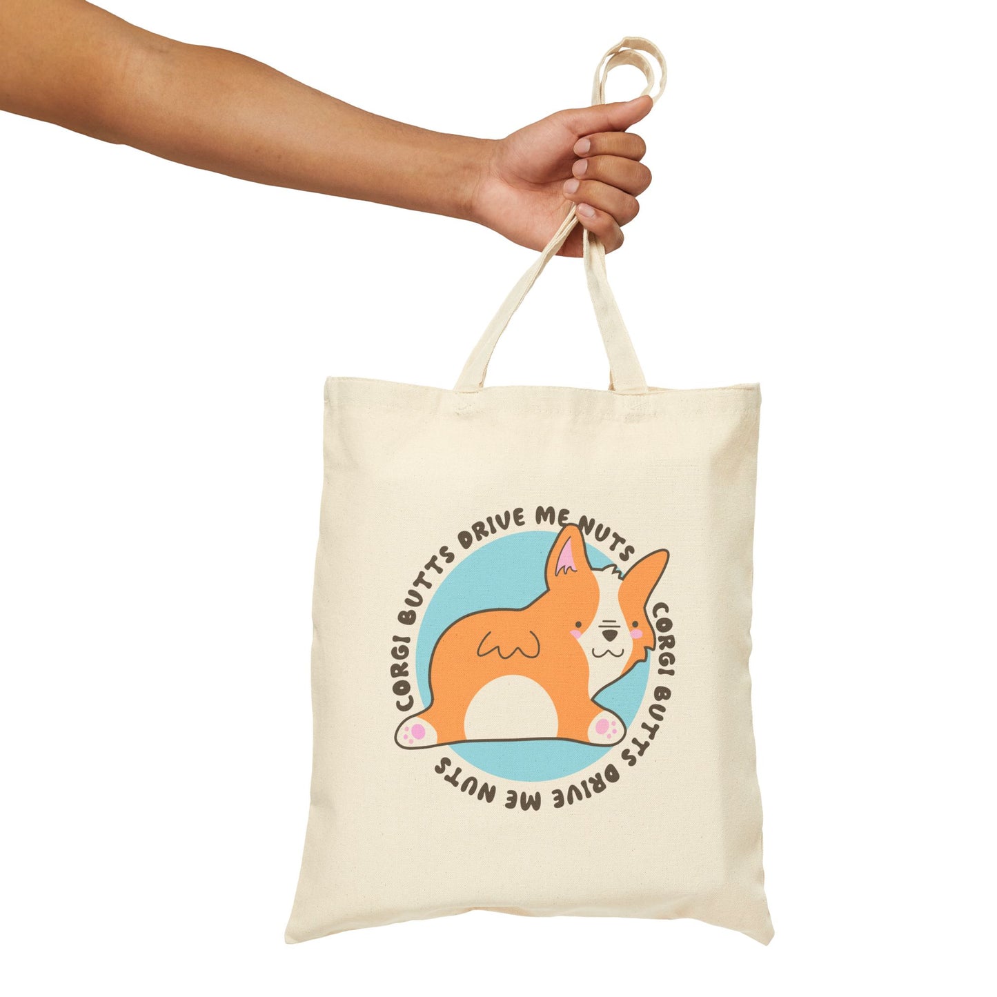 Corgi Canvas Tote Bag Butts Drive Me Nuts