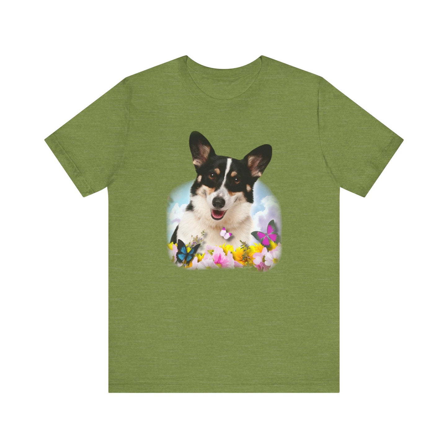 Corgi T-shirt Flowers & Butterflies