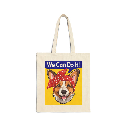 Corgi Tote Bag Canvas Rosie the Riveter