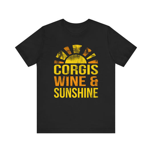 Corgi T-shirt Wine & Sunshine (Distressed)