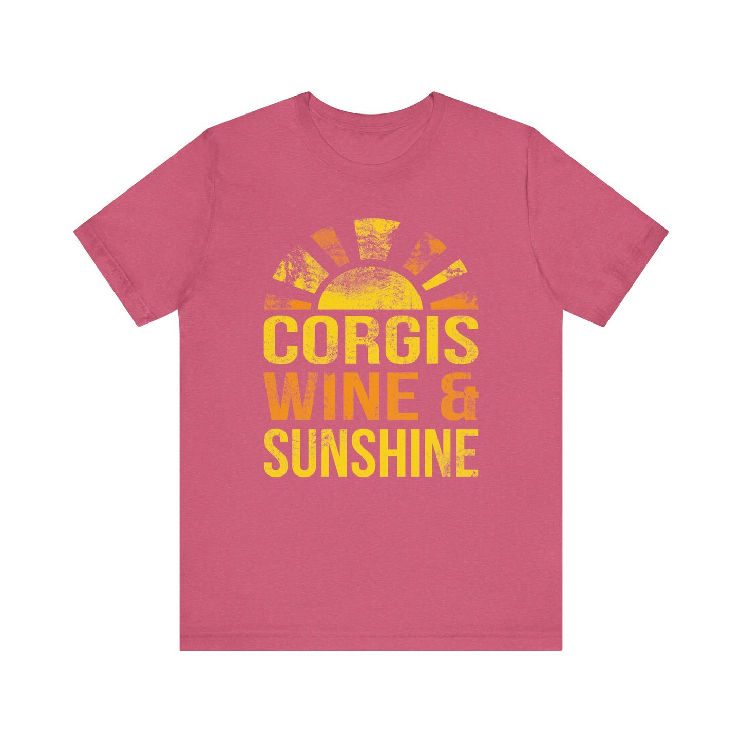 Corgi T-shirt Wine & Sunshine (Distressed)
