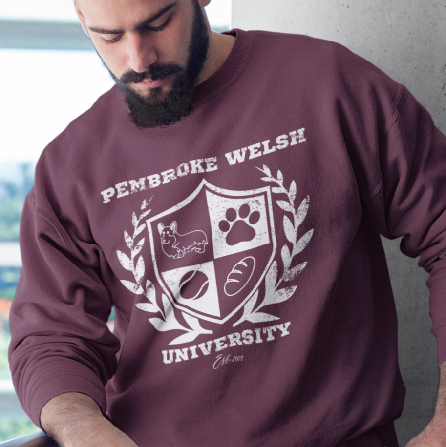 Corgi Sweatshirt Pembroke Welsh University (Distressed)