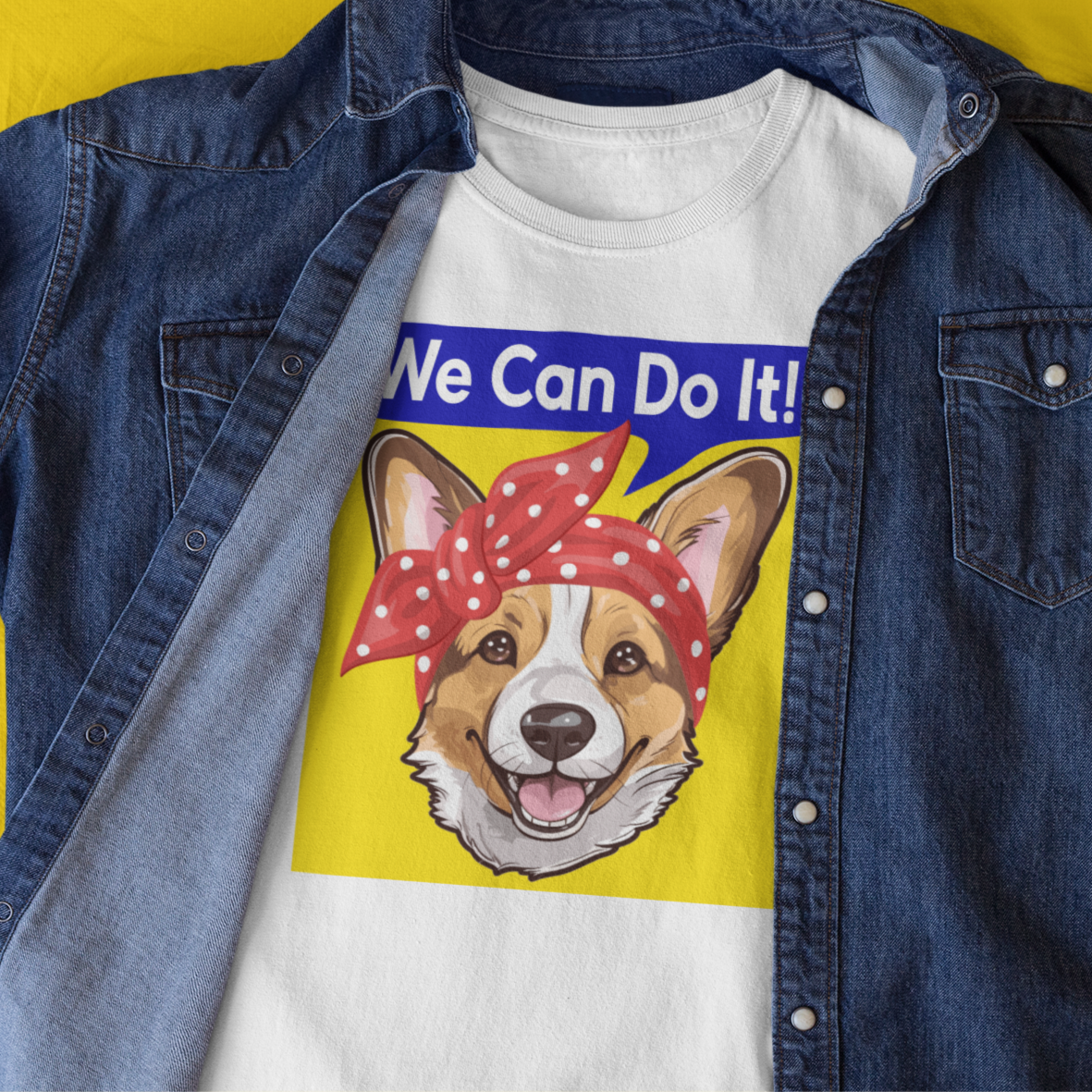 Corgi T-shirt Rosie the Riveter