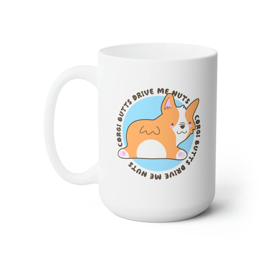 corgi butts drive me nuts coffee mug ceramic cup side view