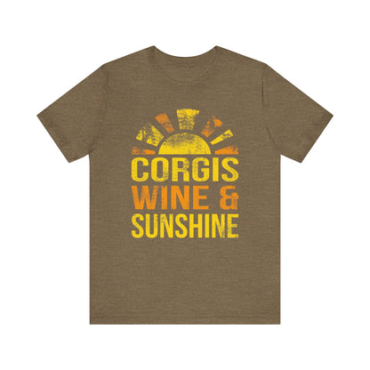 Corgi T-shirt Wine & Sunshine (Distressed)