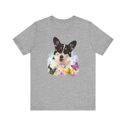 Corgi T-shirt Flowers & Butterflies