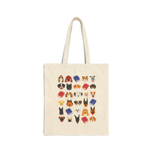 Dog Canvas Tote Bag Book Lover