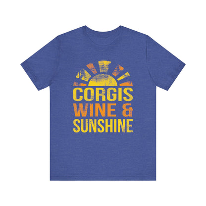 Corgi T-shirt Wine & Sunshine (Distressed)