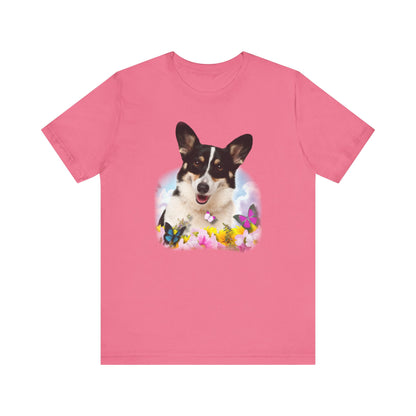 Corgi T-shirt Flowers & Butterflies