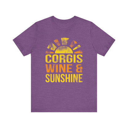 Corgi T-shirt Wine & Sunshine (Distressed)
