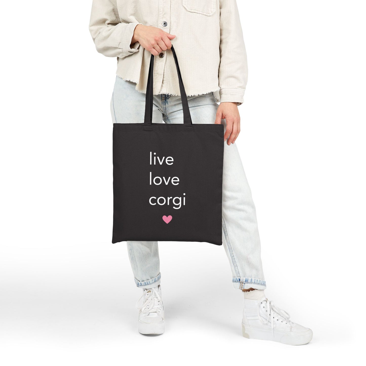 Corgi Canvas Tote Bag Live Love