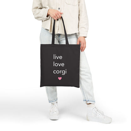 Corgi Canvas Tote Bag Live Love