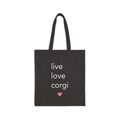 Corgi Canvas Tote Bag Live Love