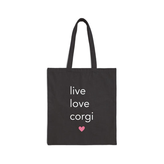 Corgi Canvas Tote Bag Live Love