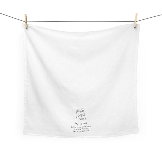 Corgi Hand Towel Behind a Great Woman