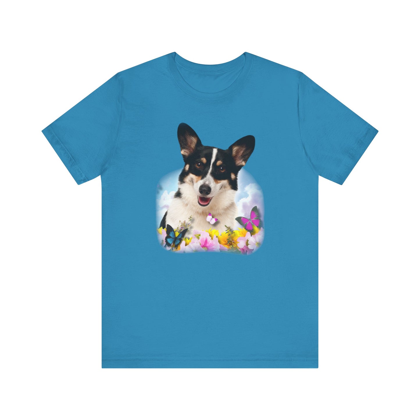 Corgi T-shirt Flowers & Butterflies
