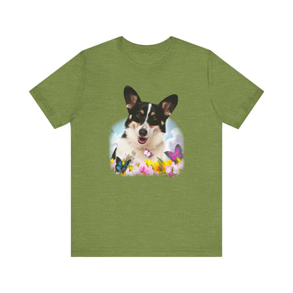 Corgi T-shirt Flowers & Butterflies