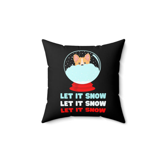 Corgi Christmas Pillow Let It Snow