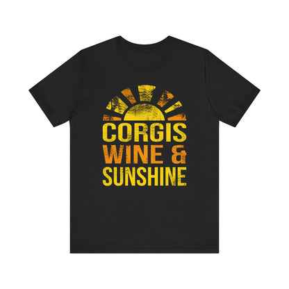Corgi T-shirt Wine & Sunshine (Distressed)