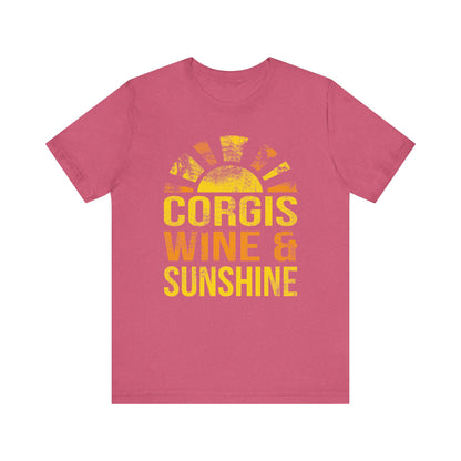 Corgi T-shirt Wine & Sunshine (Distressed)