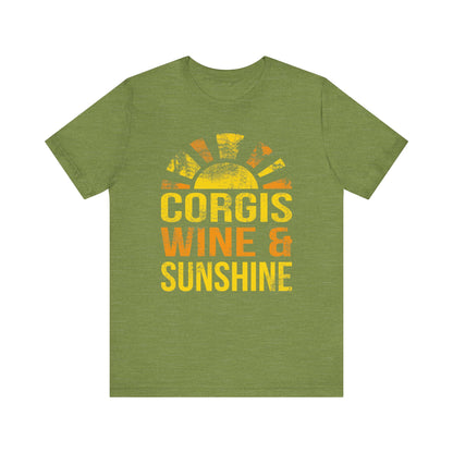 Corgi T-shirt Wine & Sunshine (Distressed)