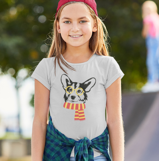 Corgi T-shirt Glasses & Scarf KIDS
