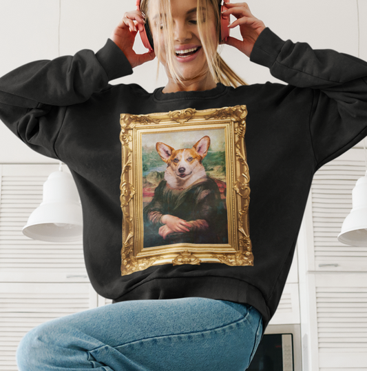 corgi sweatshirt Mona Lisa da Vinci men women apparel corgi craze clothing
