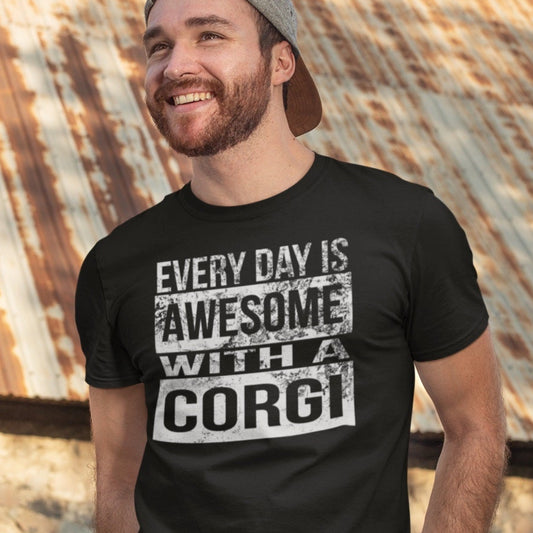 Corgi T-shirt Every Day is Awesome (Distressed)
