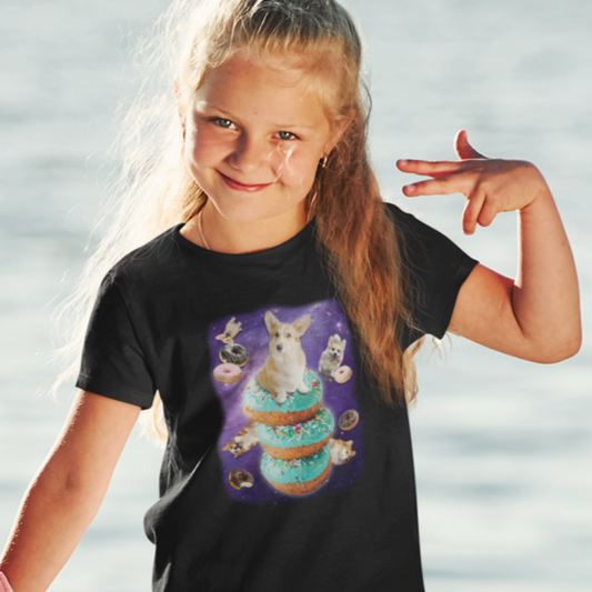 Corgi T-shirt Donuts & Space KIDS